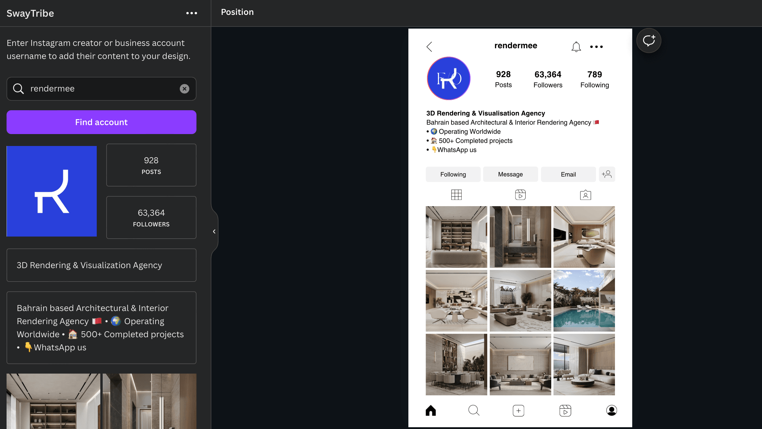 Photo of SwayTribe app in Canva
